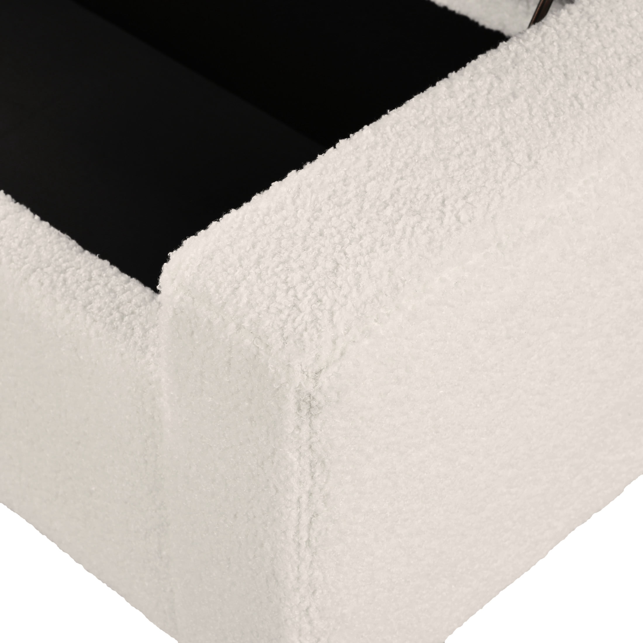 Christopher Knight Home Luxury Boucle Upholstered Storage Ottoman, Solid Wood Legs, Flip-Top Lid, White