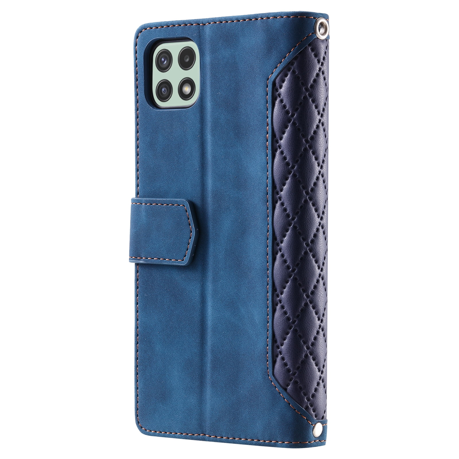 Wallet Case for Samsung Galaxy A12 5G (6.5 Inch) with Kickstand Card Slots Wrist Strap Case, Magnetic Shockproof Flip Phone Cover for Samsung Galaxy A12 5G,Blue