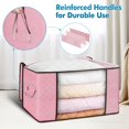thumbnail image 3 of 90L Large Storage Bags, 4 Pack Clothes Storage Bins Foldable Closet Organizer Storage Containers Storage and Organization (Pink), 3 of 5