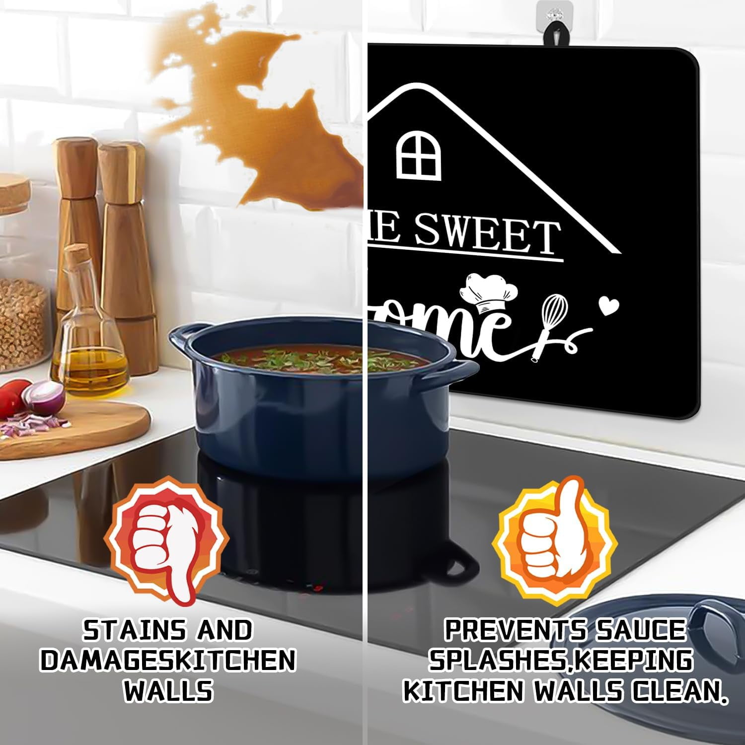 Stove Top Cover for Electric Stove 28 "x 20 ", Home Sweet Home Heat Resistant Glass Top Stove Cover Protector, Glass Cooktop Covers, Kitchen Flat Stove Top Covers for Electric Stove