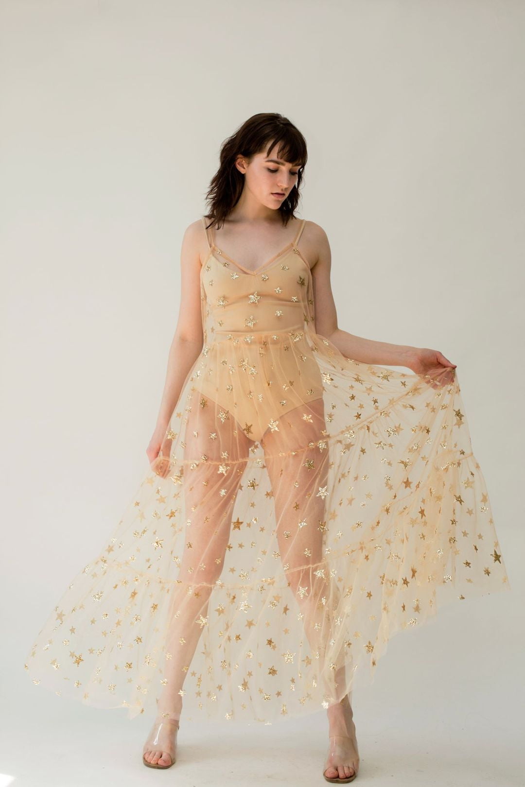see through chiffon dress White Sheer Dress