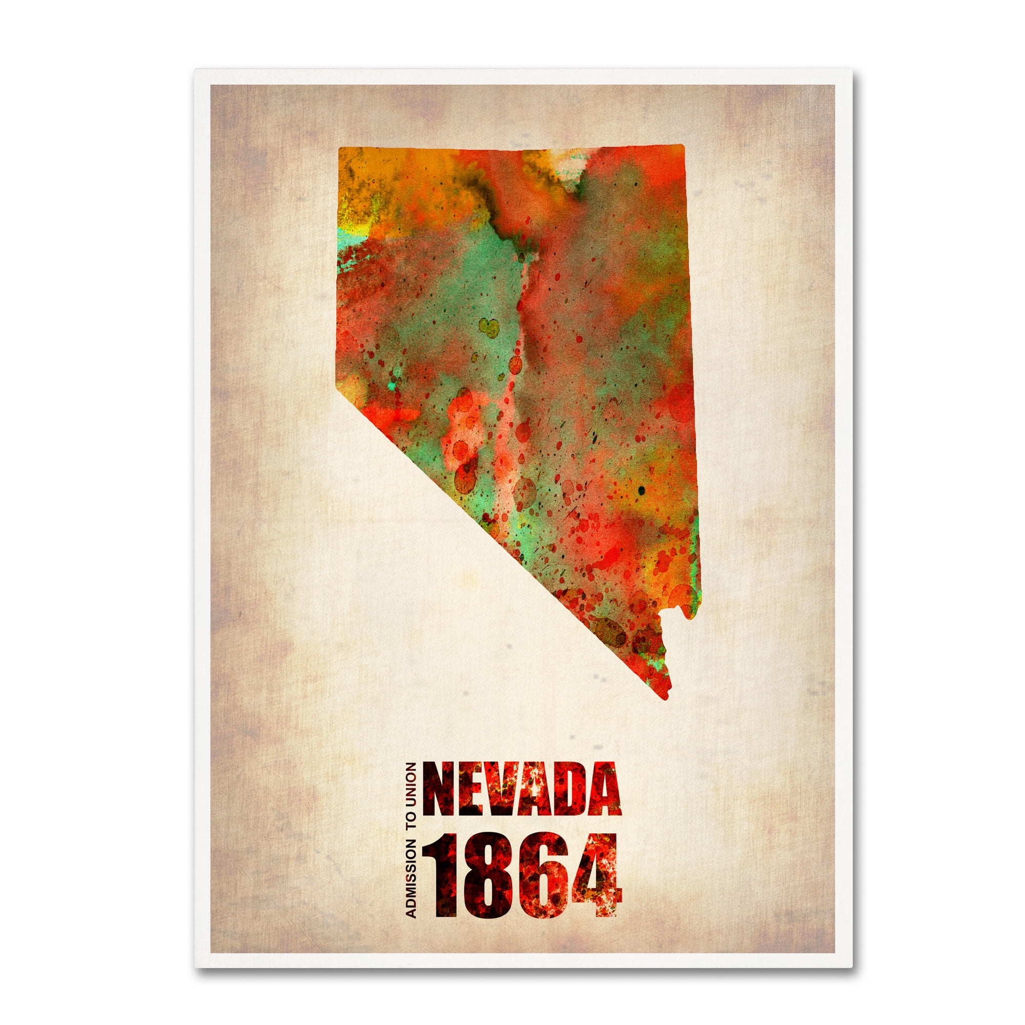 Trademark Fine Art "Nevada Watercolor Map" Canvas Art by Naxart