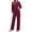 Burgundy, variant on MOSHU 2 Piece Lounge Sets for Women Side Slit Pajamas Sets Loose Long Sleeve Tops and Wide Leg Pants Casual Outfits