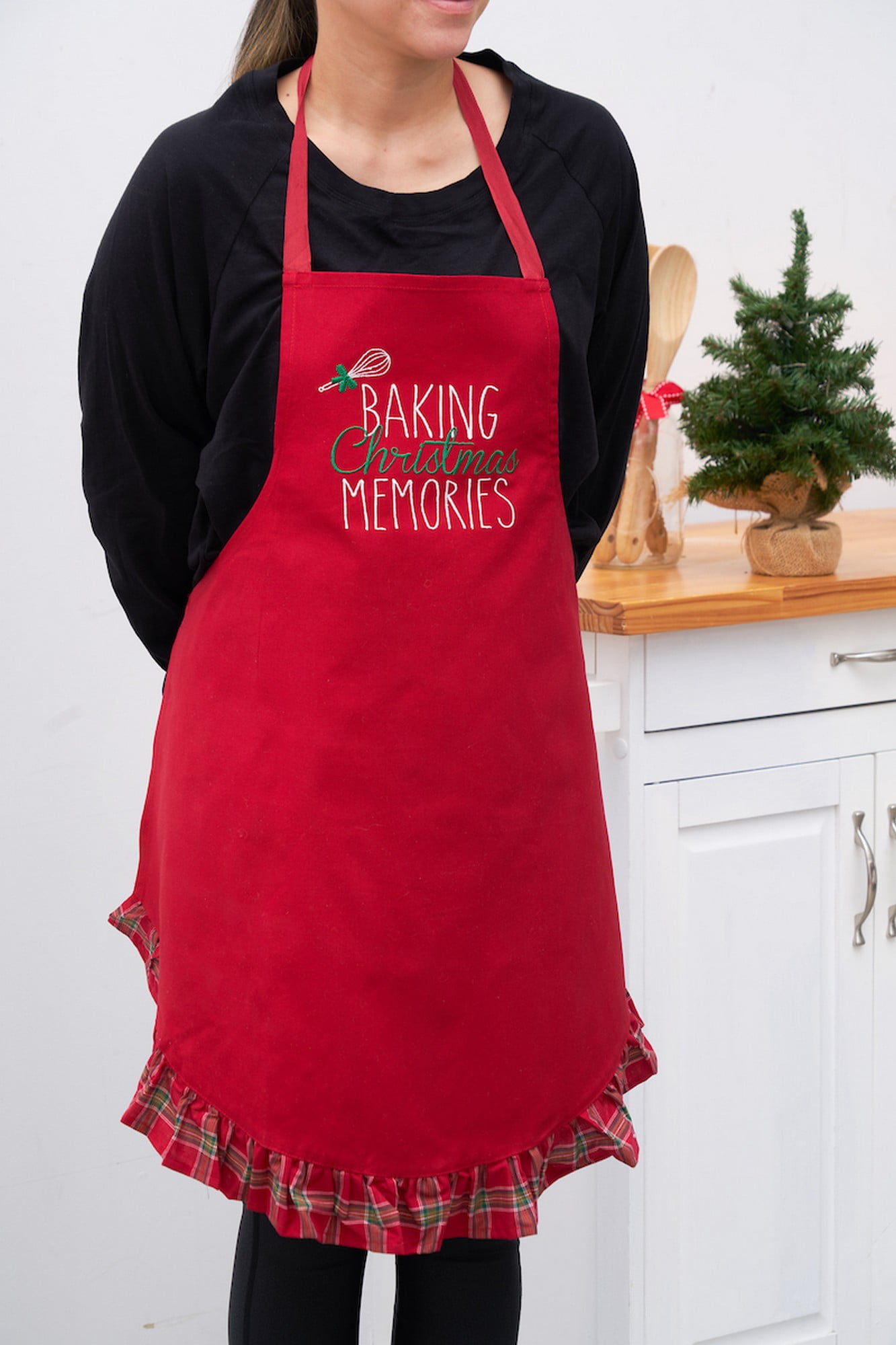 Baking Christmas Memories Embroidered Apron Xmas Holiday Baking Cooking Apron