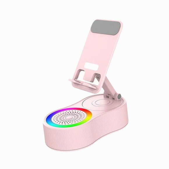 Soporte para teléfono,Soporte para teléfono con altavoz plegable,Soporte para teléfono móvil con sonido estéreo y diseño antideslizante,Soporte para teléfono con rotación de 360 Rosa