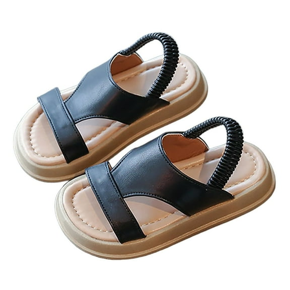 LIUJUNSHOP Girls Summer Sandals Casual Beach Footwear For Toddlers And Kids With Flexible Sole Design Black 5.5-6Years