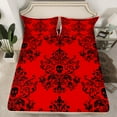 thumbnail image 2 of jejeloiu Vretro Damask Jacquard Bed Sheets,Baroque Flower Floral King Sheets,Red Black Sheet Set,Super Cozy Room Decoration,4pcs, 2 of 7
