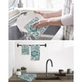 thumbnail image 5 of Teal Paisley Pattern Kitchen Dish Towels for Drying Dishes Set of 2, Boho Ethnic Floral Traditional Waffle Weave Microfiber Hand Tea Bathroom Towels Quick Dry & Absorbent Towel 15.7x23.6, 5 of 7