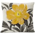 thumbnail image 2 of Gray Yellow Floral Pillow Covers 20x20 Set of 4 Grey Leaf Flowers Linen Cushion Cover Home Decorative Yellow Pillow Cases Office Couch Sofa Decor Pillows, 2 of 6