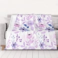 thumbnail image 5 of YFYANG Lightweight Warm Flannel Blanket, Purple Floral Watercolor Pattern Throw Blanket for Bed, Sofa, Travel, Camping, 80"x60", 5 of 7