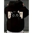 thumbnail image 3 of Men's Black Cat Print Hoodie, Autumn and Winter Sweatshirt, 3 of 6