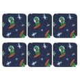 thumbnail image 2 of Balery 6 Pcs Dinosaur Astronaut Space Surfingleather Coasters Set, Drink Table Cup Coasters For Living Room Kitchen Coffee Decor, 2 of 9