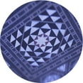 thumbnail image 1 of Ahgly Company Tapis d'Intérieur Rond Lavable en Machine Bleu Ardoise Clair Transitionnel, 3 Pieds Rond, 1 of 7
