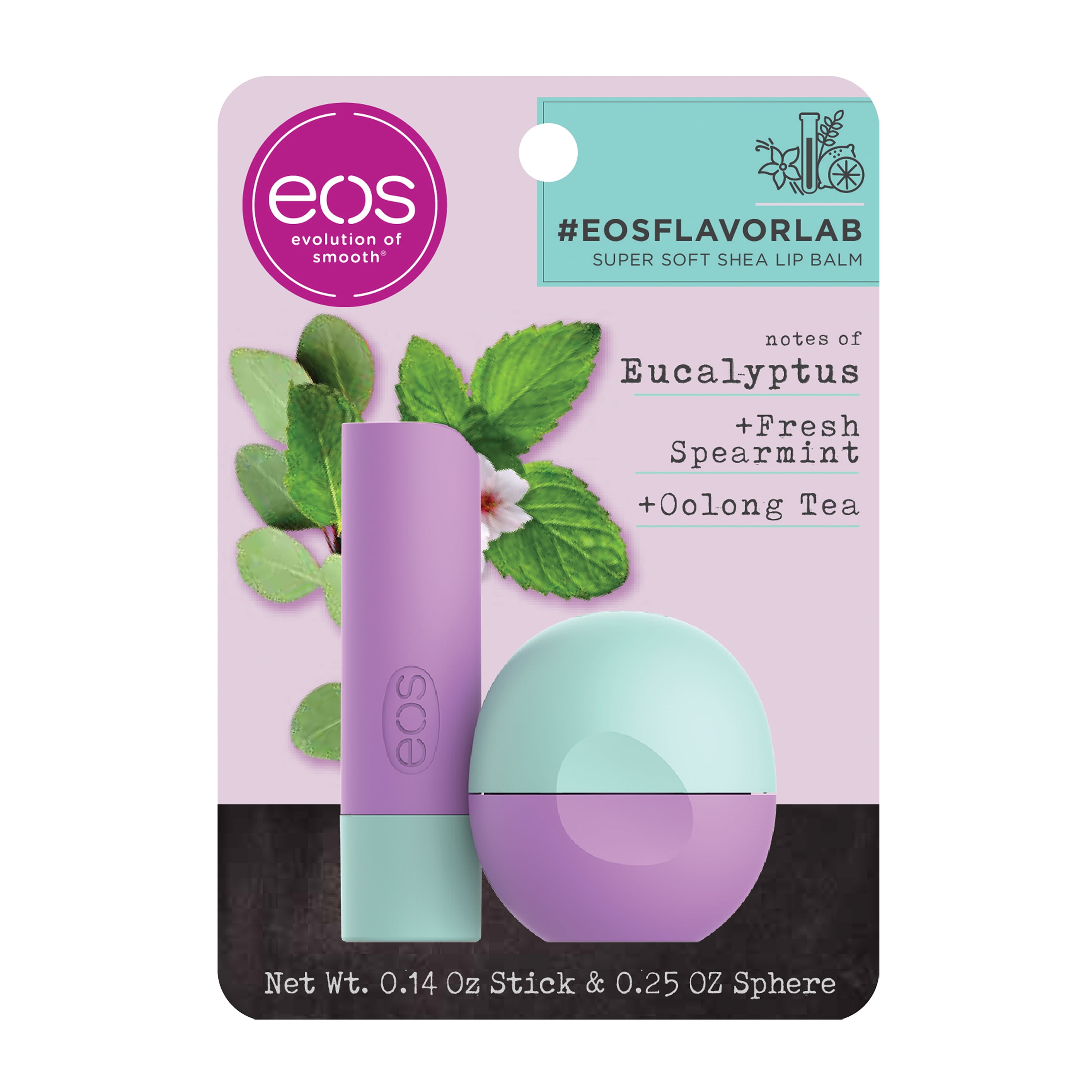 eos flavorlab Stick & Sphere Lip Balm Eucalyptus , Moisuturzing Shea Butter for Chapped Lips