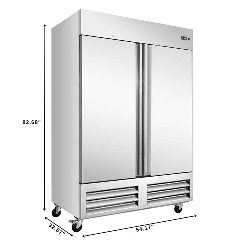 Pemberly Row 54" Commercial Two-Door Convertible Reach in Refrigerator in Silver