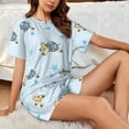 thumbnail image 4 of Fotbe Cartoon Turtle Conjunto de Pijama Estampado para Mujer, 2 Piezas, Ropa de Dormir con Camiseta de Manga Corta y Shorts Suaves-Small, 4 of 6