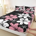 thumbnail image 3 of Homewish Cute Cartoon Floral Twin Sheet Sets,Country Natural Plant Twin Fitted Sheet,Pink Black White Flat Sheet For Adult,Super Cozy Room Decor,3pcs, 3 of 7