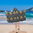 thumbnail image 2 of Yayeee Kids Hooded Towel with Hand Pockets Beach Soft Absorbent Bath Wrap 50 x 23.5 inch, Navy Blue Art Pattern, 2 of 5
