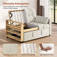 thumbnail image 6 of Yaheetech 3-in-1 Pull-Out Couch Convertible Sleeper Sofa Bed Velvet Loveseat Couch with Adjustable Backrest, USB Ports, Side Pockets and Pillows for Living Room Bedroom, Beige, 6 of 7