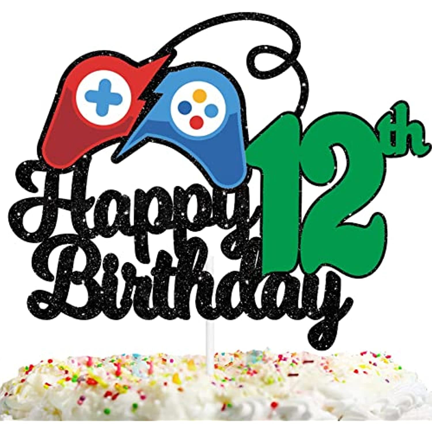 Video Game Cake Topper For Boys Girls 12Th Happy Birthday Level Up 12 Cake  Decor Computer Game Theme Party Decoration Supplies Cheer To 12 Years Old  Controllers Game Glitter - Walmart.com
