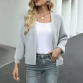 thumbnail image 4 of jtjvou Women's Long Sleeve Open Front Knit Cropped Cardigan Sweaters Casual Drop Shoulder Short Shrugs Sweater Coats Gray Free Size, 4 of 4
