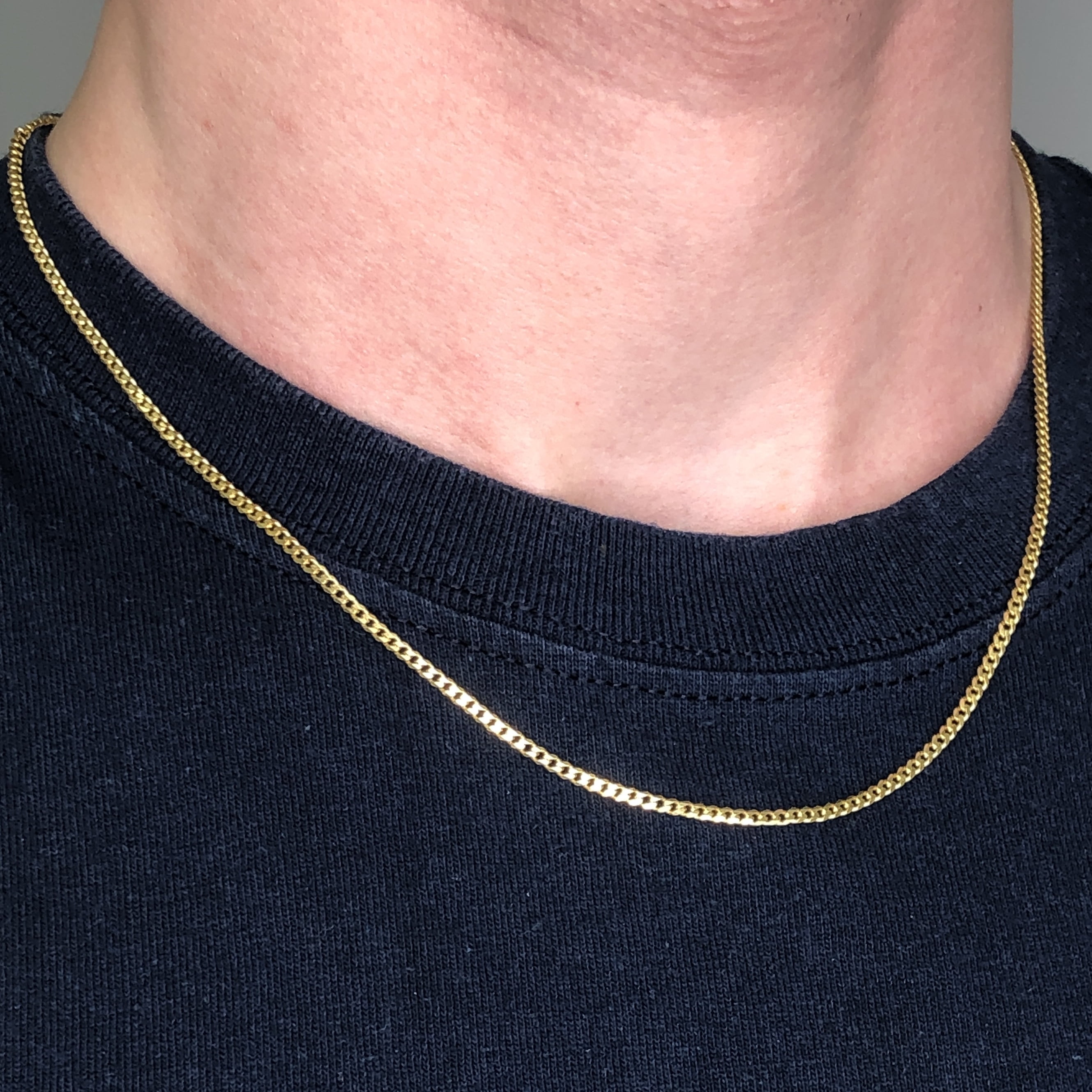 Solid 1/20 14k Yellow Gold Real Cuban Link Chain Necklace Mens Womens  20 inches 2mm