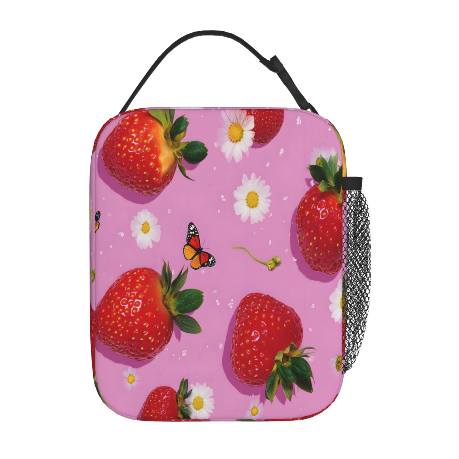 Lunch Bag For Women Men Insulated Portable Lunch Box Bento Box Office Picnic Travel Cooler Bag Fresh Strawberrie