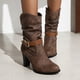 thumbnail image 4 of Zapatos de mujer, hebilla de cinturón a la moda, Color sólido, antideslizante, tacones altos cuadrados, informales, cálidos, resistentes al desgaste, botas de vaquero de lana antideslizantes Wmkox8yii hfjk3254, 4 of 5