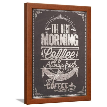 The Best Morning Coffee Typography Background On Chalkboard Framed Print Wall Art By (Best Wood For Chalkboard)
