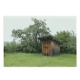 thumbnail image 1 of Outhouse Cutting Board, Wooden Little Hut Barn Shed Cottage in Nature Forest Image, Decorative Tempered Glass Cutting and Serving Board, Large Size, Green Brown Forest Green, by Ambesonne, 1 of 1