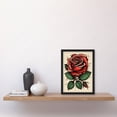 thumbnail image 2 of Rose Bloom Bud Old School USA Tattoo Ink Body Art Rockabilly Americana 50s Artwork Framed Wall Art Print A4, 2 of 4