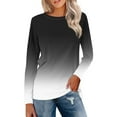 thumbnail image 2 of Topvent Women's Long Sleeve Round Neck Gradient Print Shirt Basic T-shirt Casual Autumn Tops, 2 of 5