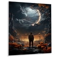 thumbnail image 2 of Designart "Black Planet s man Lost Odyssey I In Black and Yellow"Science Fiction Metal Wall Art Black Modern Office Room Wall Art, 2 of 6