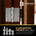thumbnail image 4 of Embassy 4.5” x 4.5” Door Hinge Heavy Duty Hinges with Satin Nickel Finish & Acorn Finials, 4 of 8