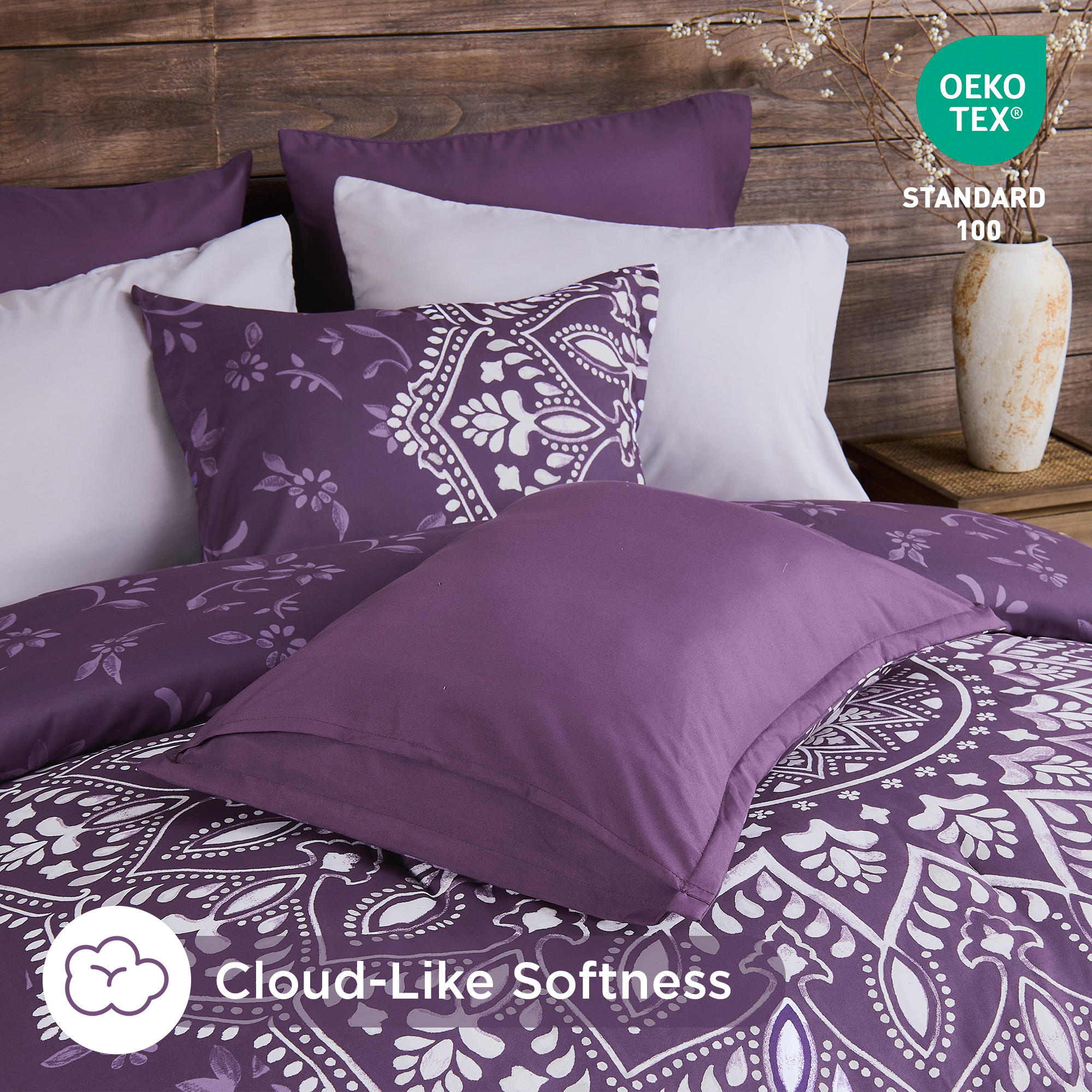 Regency Heights Queen 9-Piece Comforter Set, Purple Medallion photo 7