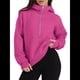 thumbnail image 2 of Sudadera Holgada de Larga con Capucha y Bolsillo con Media Cremallera para Mujer, Otoño e Invierno Rosa Roja XL, 2 of 10
