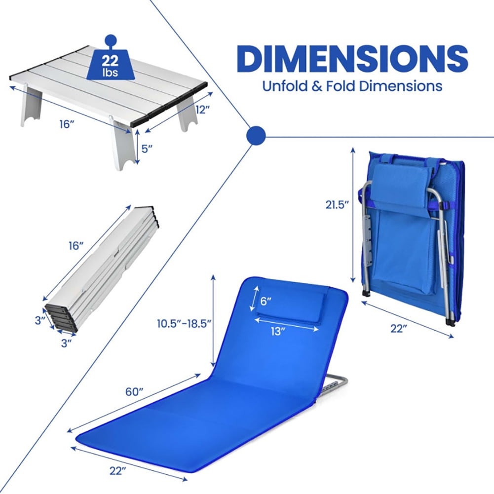 Aimee Lii 3 Pieces Beach Lounge Chair Mat Set 2 Adjustable Lounge Chairs with Table Stripe, Outdoor Patio Furniture, Blue Aimee Lii 3 Pieces Beach Lounge Chair Mat Set 2 Adjustable Lounge Chairs with Table Stripe, Outdoor Patio Furniture, Blue
