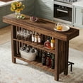 thumbnail image 2 of Finmind Farmhouse 2-Tier  Bar Table, 63 Inch Home Bar Unit with Footrest, Corner Mini Coffee Bar Table for Home Kitchen, Rustic Brown, 2 of 8