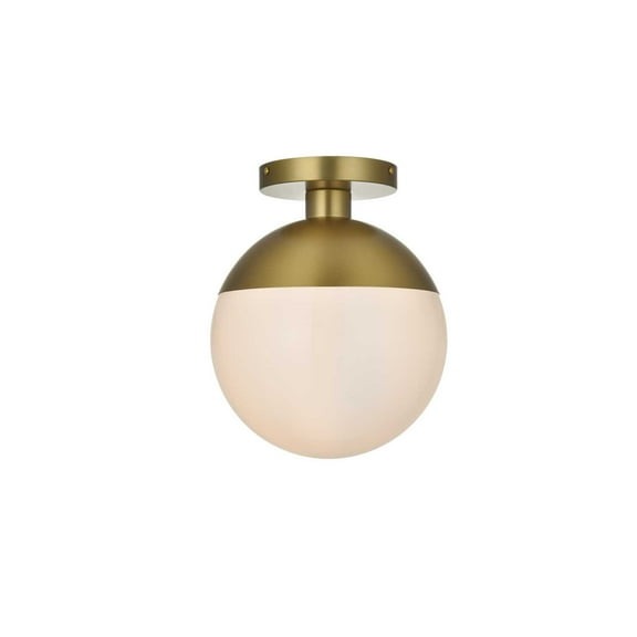 Living District Eclipse 10" Flush Mount Frosted White Shade In Satin Gold