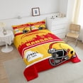 thumbnail image 4 of Erosebridal Football Kansas Comforter Sets King Size, Soccer Sport Comforters & Duvets, Yellow Purple Duvet Insert, Breathable Bedroom Decoration, 3pcs, 4 of 8