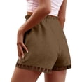 thumbnail image 4 of Minjewel Easy Fit Womens Shorts with Side Pockets and Drawstring Waist 5 Inch Inseam Lightweight Casual for Daily Wear,Brown L, 4 of 7