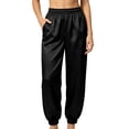 thumbnail image 3 of DIOAZUD Womens Satin Lounge Pants Elastic Waist Jogger Sleep Bottoms Silky Pajama Pants with Pockets Cuffed Ankle Loungewear, 3 of 10