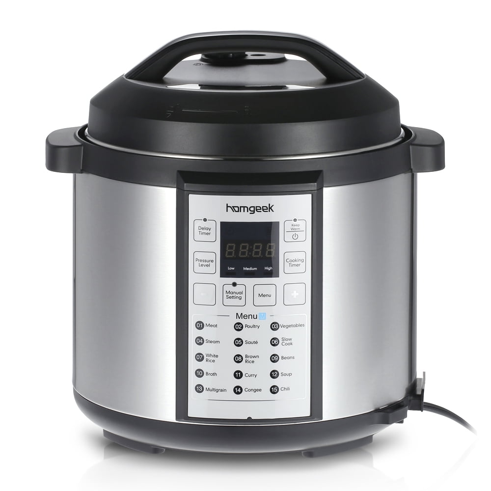 Homgeek 6Qt/1000W Highend Professional Pressure Cooker Slow Cooker