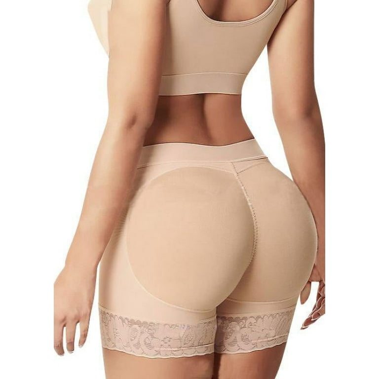 Womens Seamless Butt Lifter Panties Padded Removable Butt Pad Lace