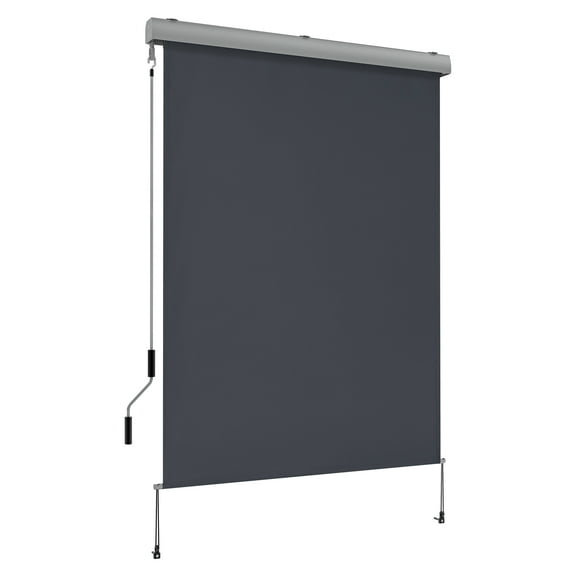 MCombo 4'x8' Outdoor Drop down Awning, Patio Roller Shades, Protective Valance for Porch, 4209 (Dark Grey)