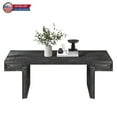 thumbnail image 4 of Hassch Rectangular Coffee Table, Vintage Industrial Center Tea Table with Solid Wood Edges, 48"L x 24"W x 18"H, Antique Black, 4 of 7