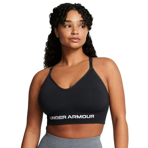 Women's Under Armour Vanish Seamless Low Long Sports Bra Color: Black Size: LARGE