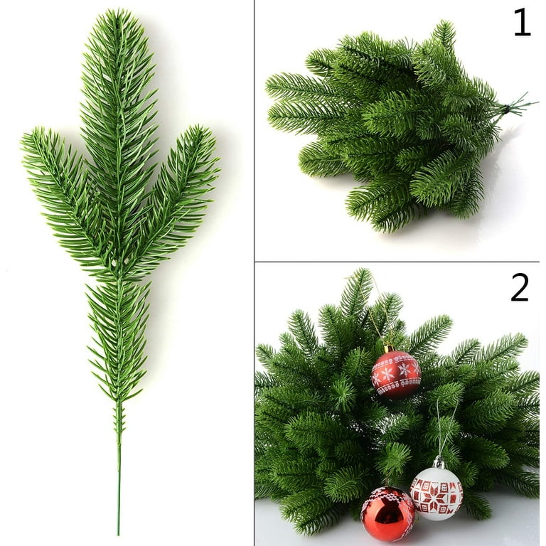 Develoo Artificial Pine Branches, 4PCS Fake Plastic Green Plants Pine  Evergreen Plant Tree Branch DIY Accessories for Christmas Embellishing Home