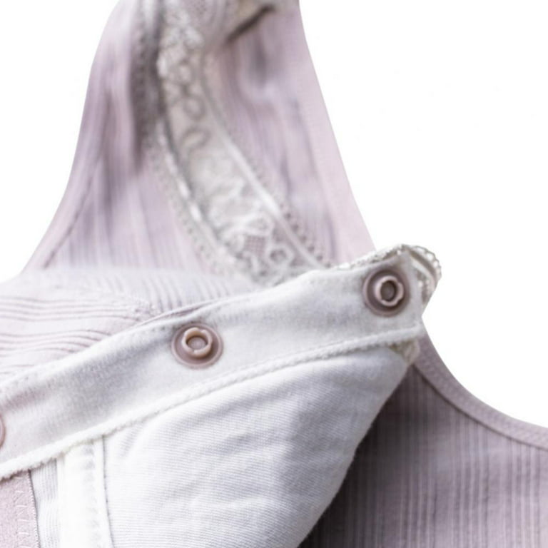 Plus Size Front Closure Bras for Middle Elderly Women Cotton Comfy Bra Vest  Mom Underwear Wirefree 36C-48C (Color : Apricot, Size : 40/90 (BC))