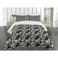 thumbnail image 3 of Ambesonne Black and Grey Quilted Bedspread Set 3 Pcs, Greyscale Gloomy, Queen Size, Charcoal Grey Grey, 3 of 5